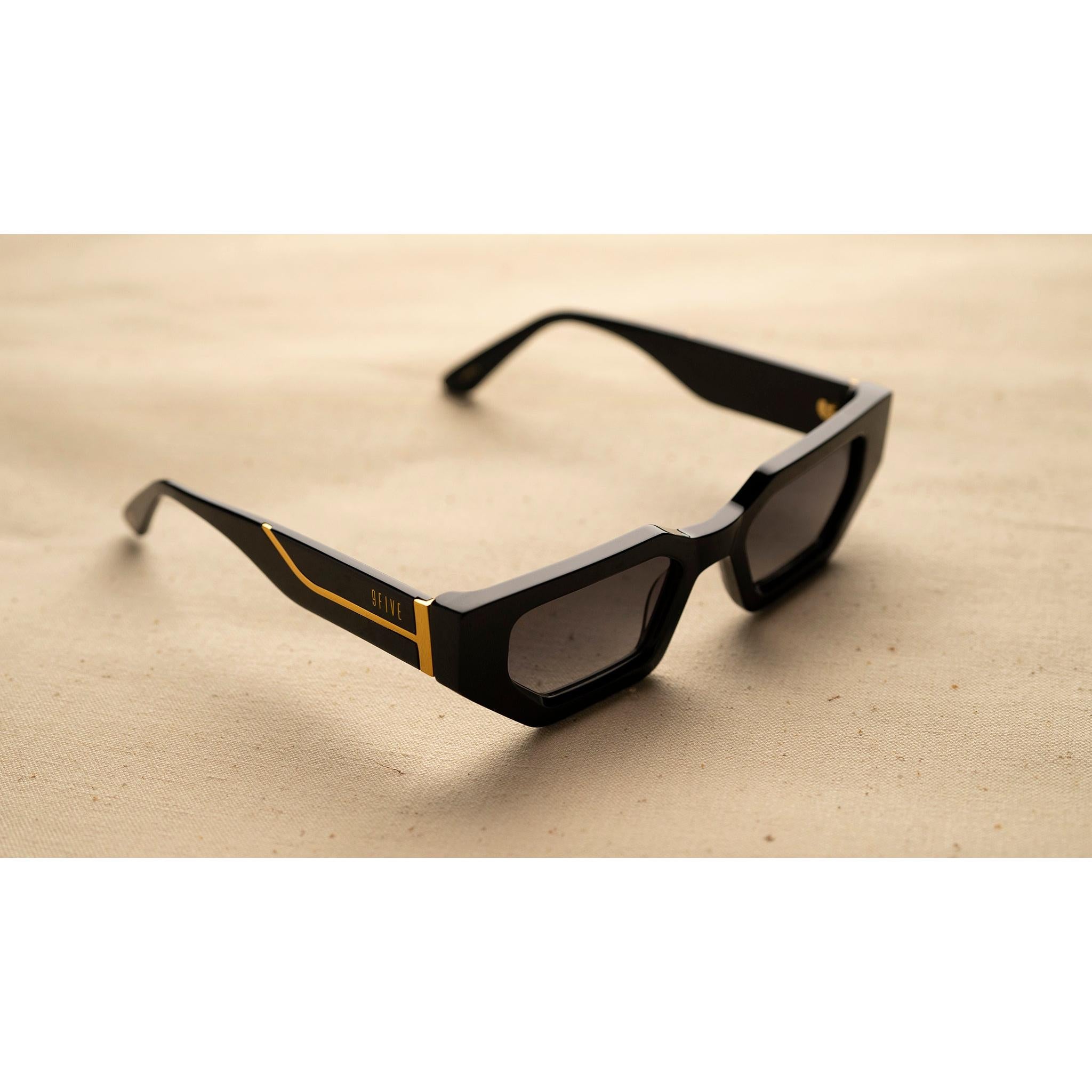 9FIVE Vincent Black & 24K Gold Sunglasses