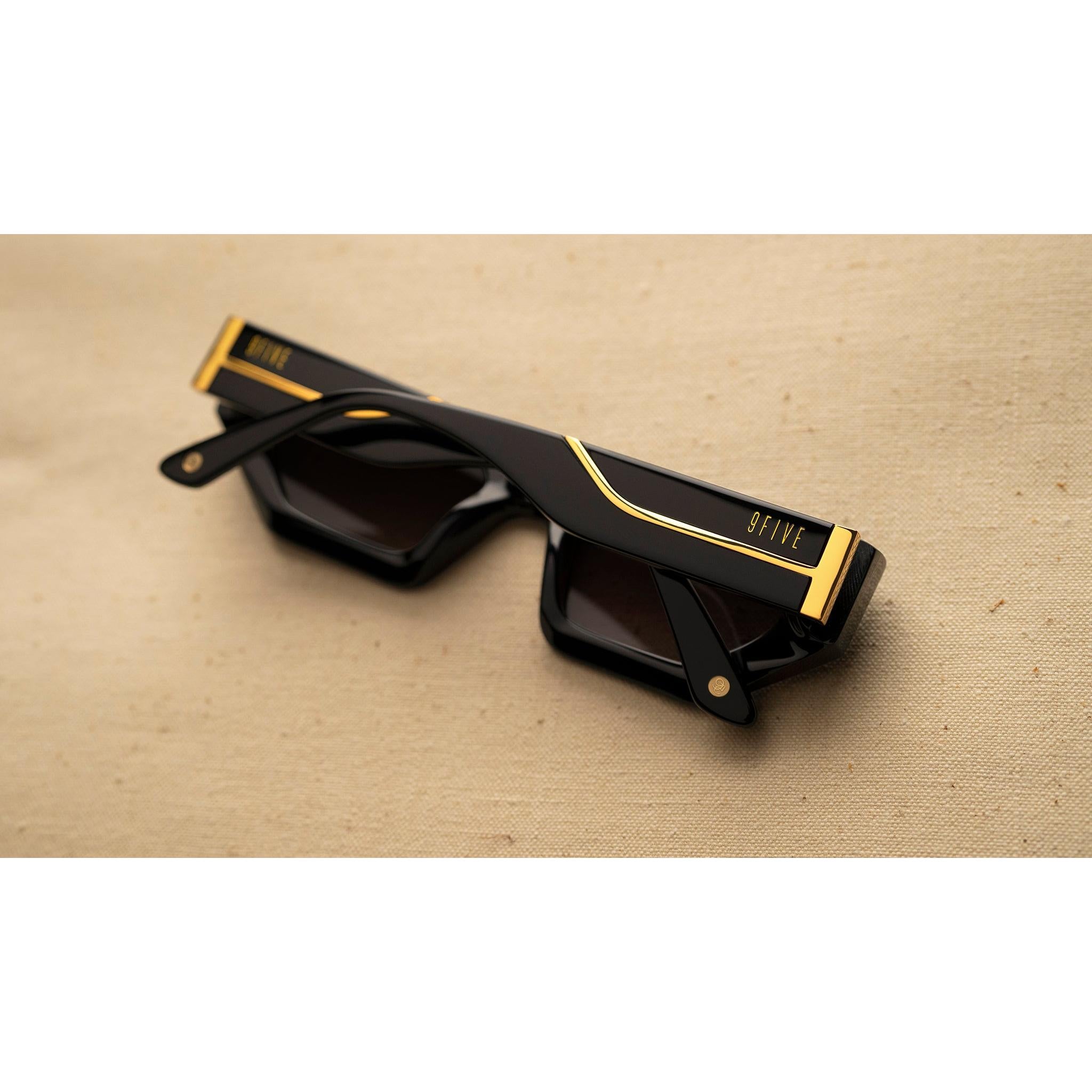 9FIVE Vincent Black & 24K Gold Sunglasses
