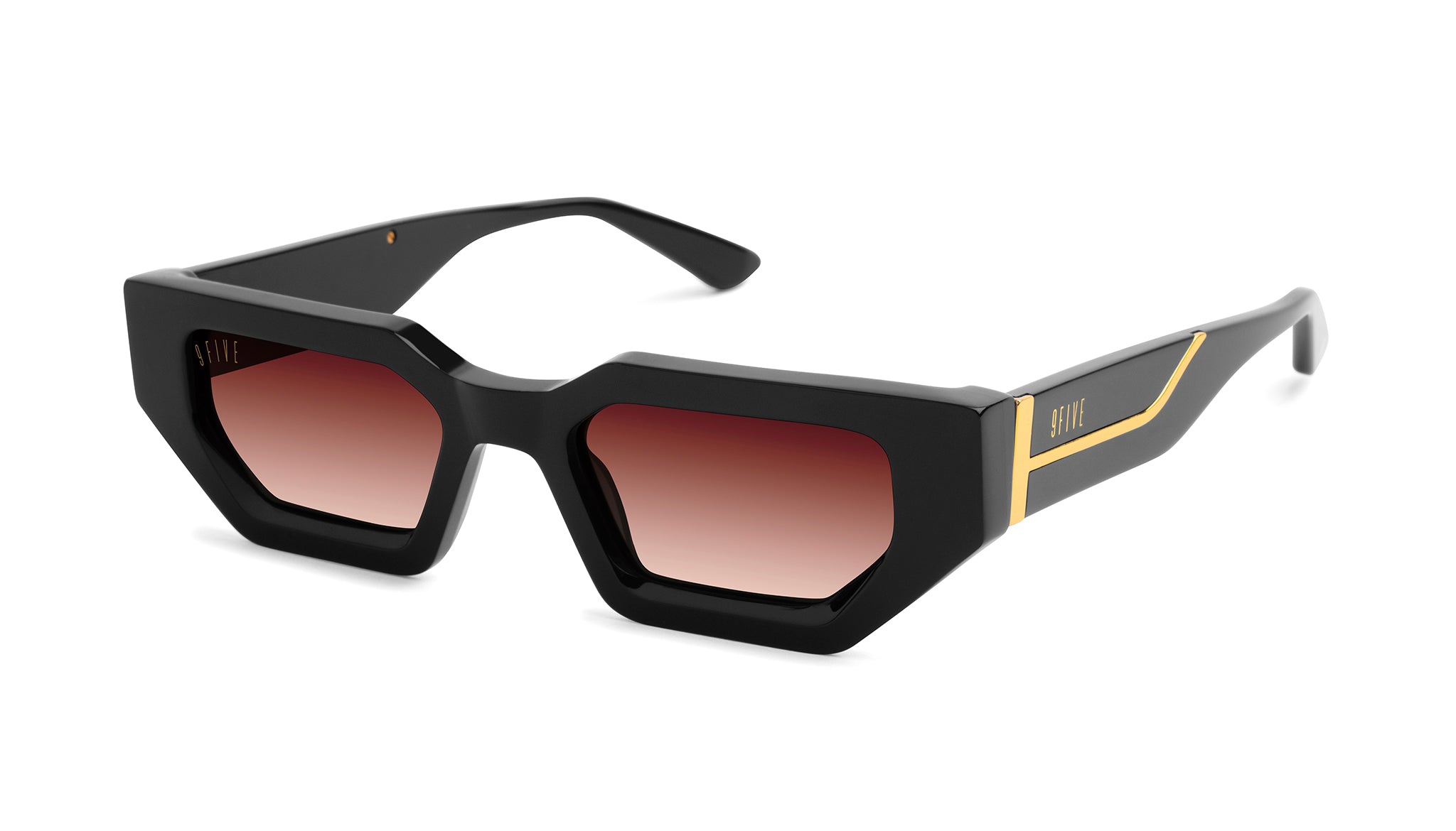 9FIVE Vincent Black & 24K Gold - Rum Gradient Sunglasses