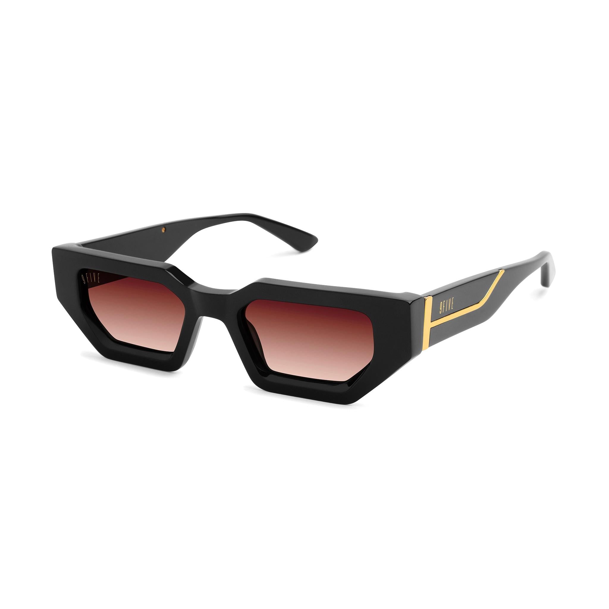 9FIVE Vincent Black & 24K Gold - Rum Gradient Sunglasses