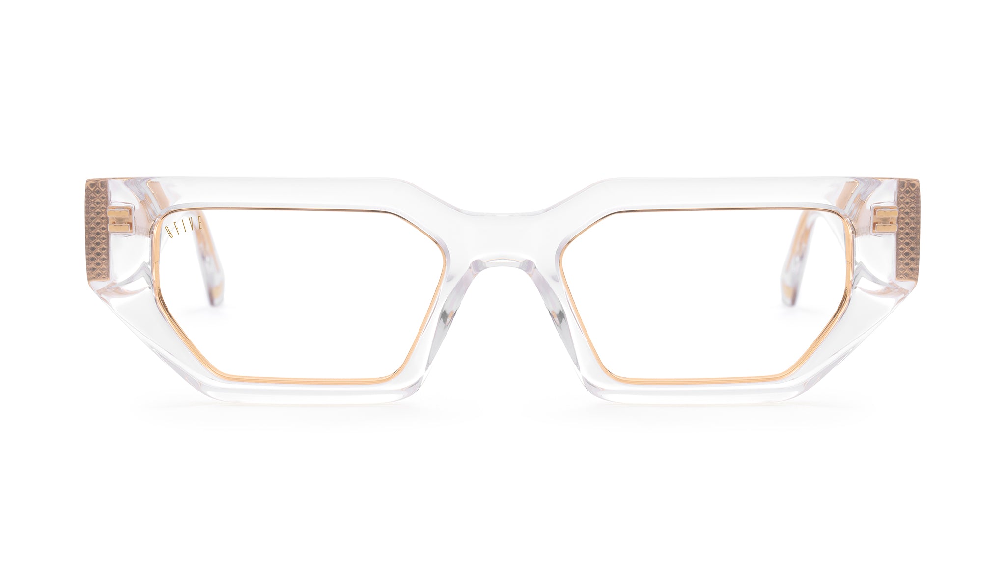 9FIVE Vincent Crystal & 24K Gold - Clear Lens Glasses