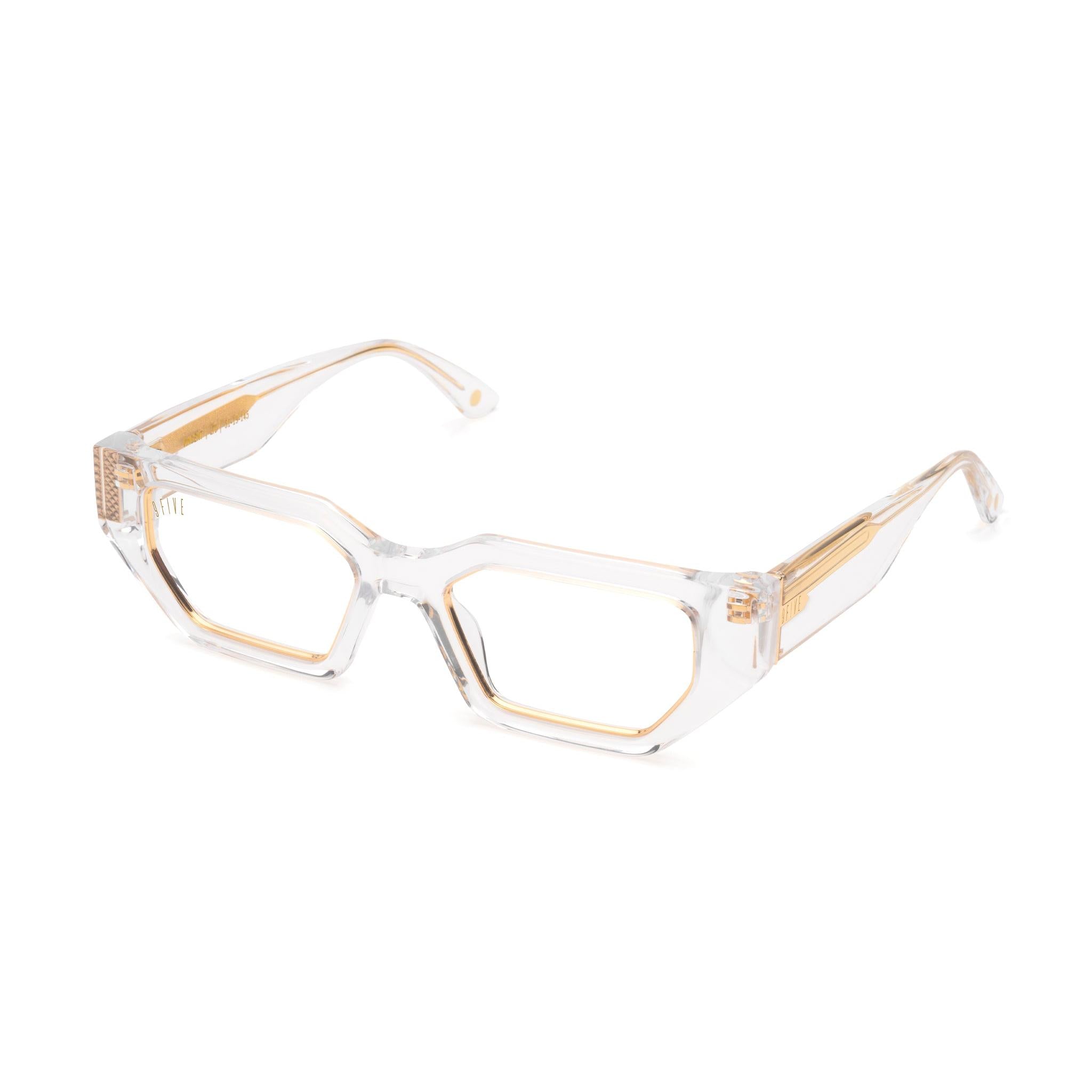 9FIVE Vincent Crystal & 24K Gold - Clear Lens Glasses