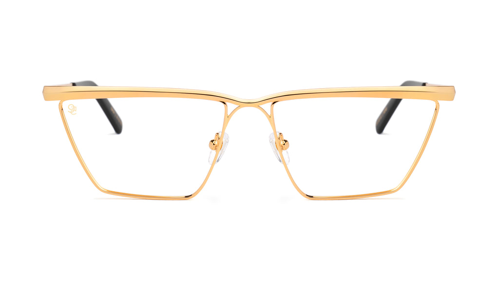 9FIVE Lucia Black & 24K Gold Clear Lens Glasses Rx
