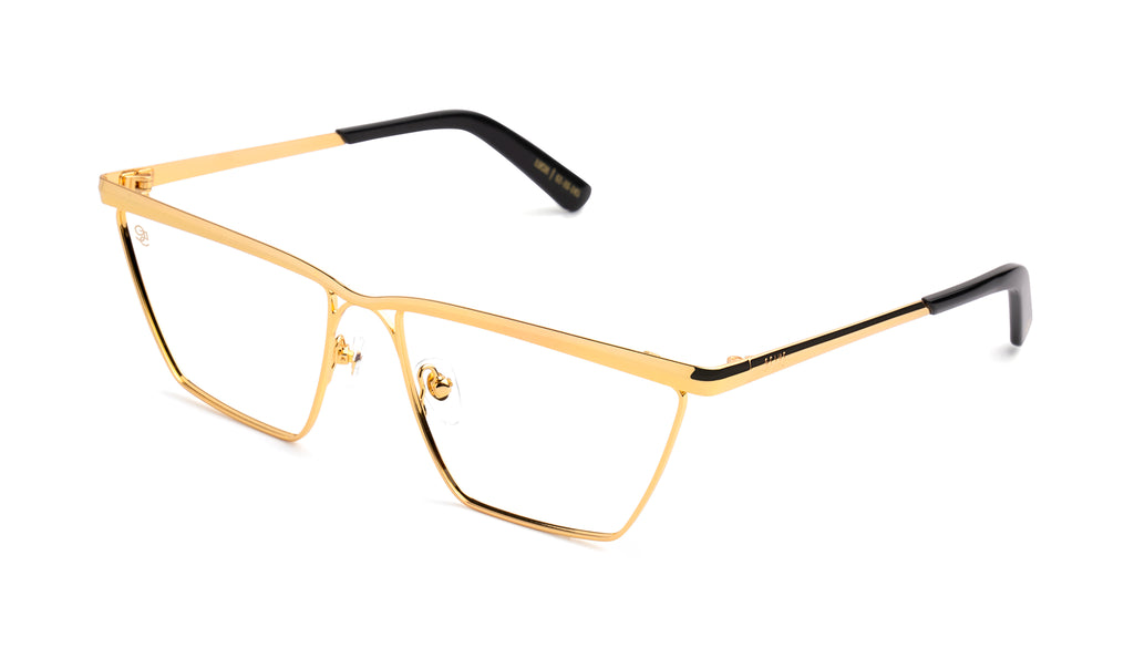 9FIVE Lucia Black & 24K Gold Clear Lens Glasses