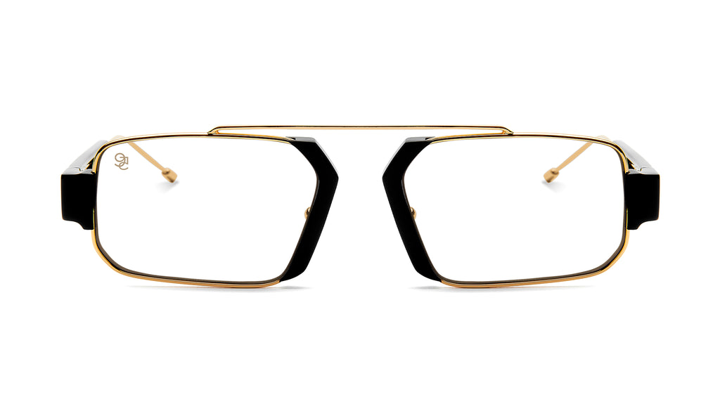 9FIVE Logan Black & 24K Gold Clear Lens Glasses