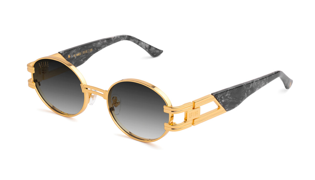 9FIVE St. James Black Marble & 24K Gold - Gradient Sunglasses