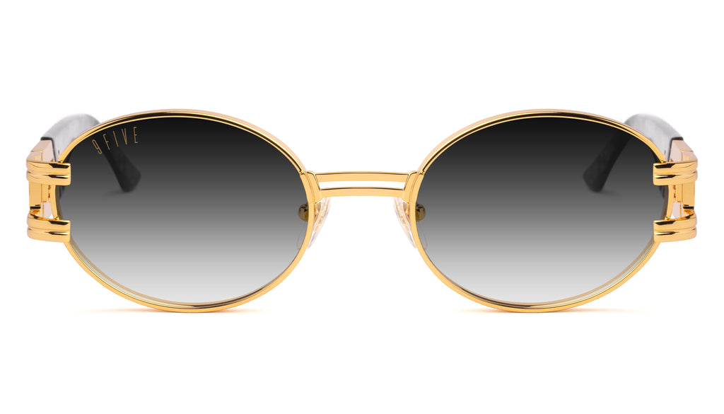 9FIVE St. James Black Marble & 24K Gold XL - Gradient Sunglasses