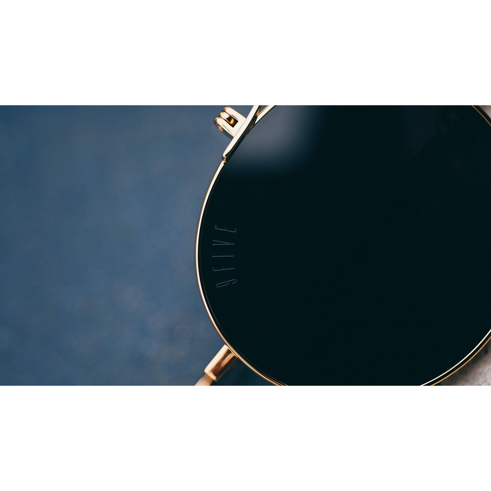 9FIVE 50-50 Flip-Up 24K Gold Round Sunglasses
