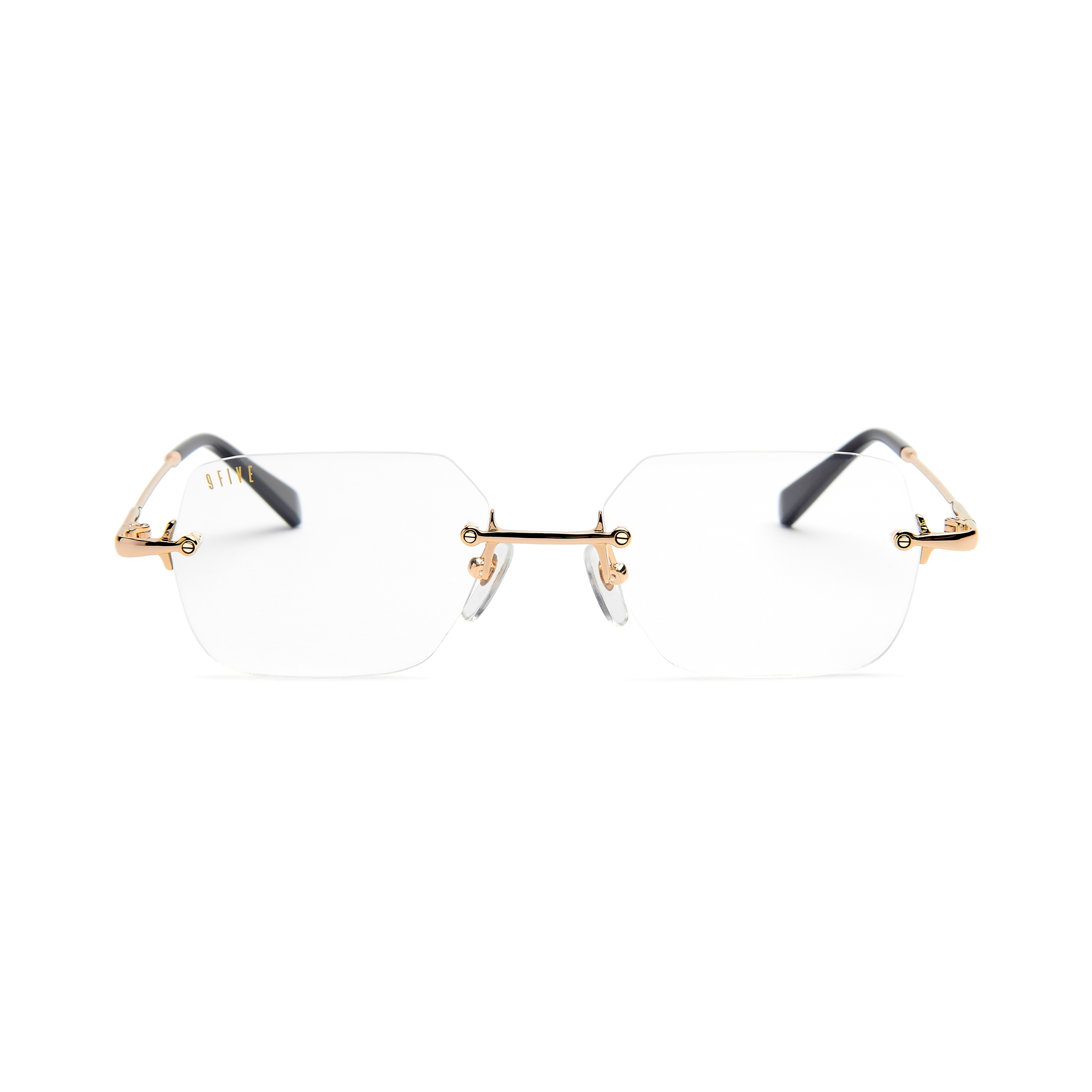 9five Clarity Black and Gold Clear Lens Glasses