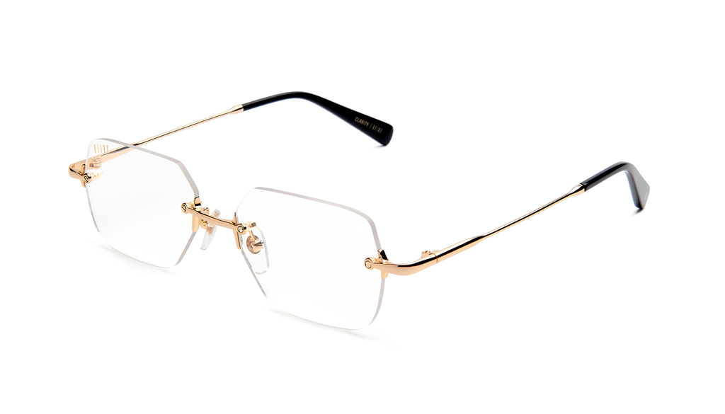 9five Clarity Black and Gold Clear Lens Glasses