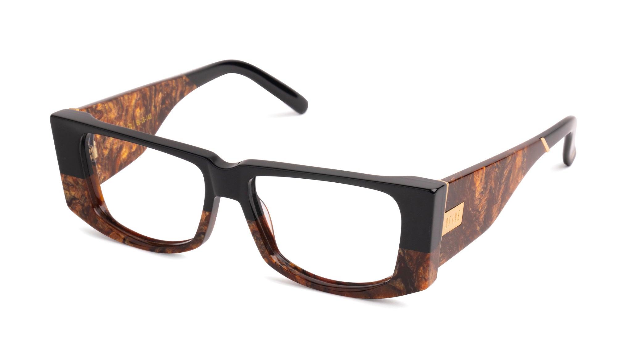 9FIVE Angelo Gold Marble & 24K Gold Clear Lens Glasses