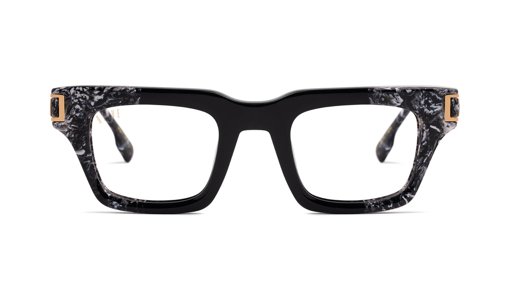 9FIVE Avenue Black & White Onyx Clear Lens Glasses