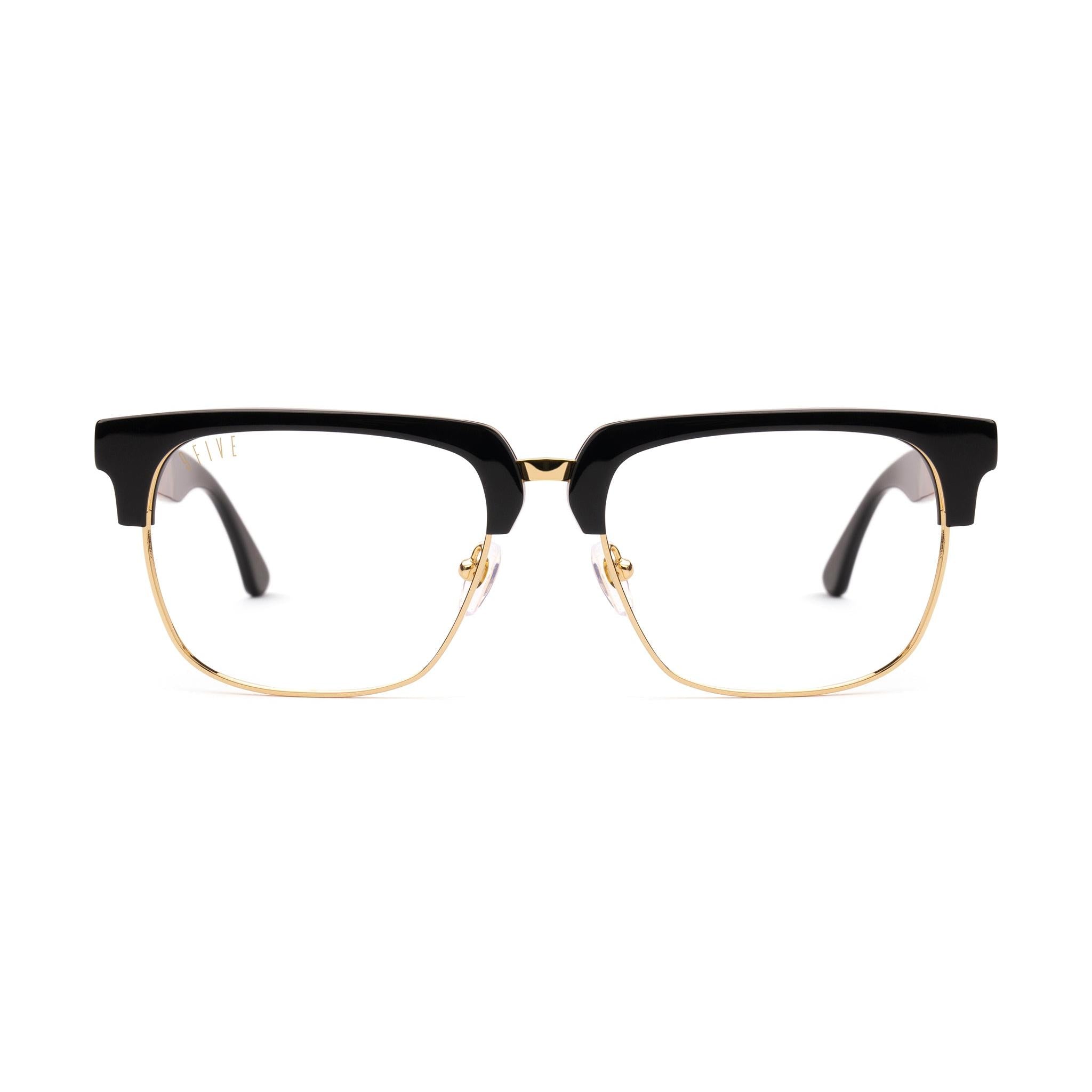 9FIVE Belmont Gold Marble & 24K Gold Clear Lens Glasses