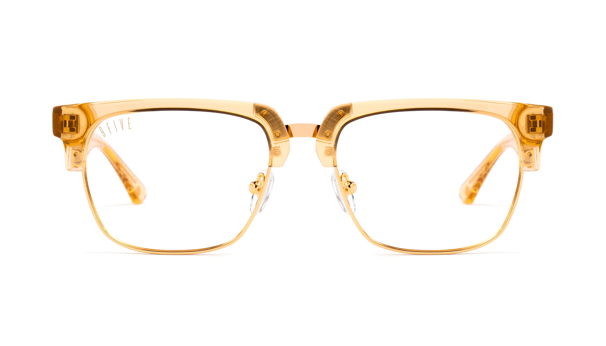 9FIVE Belmont Gold Snake Clear Lens Glasses