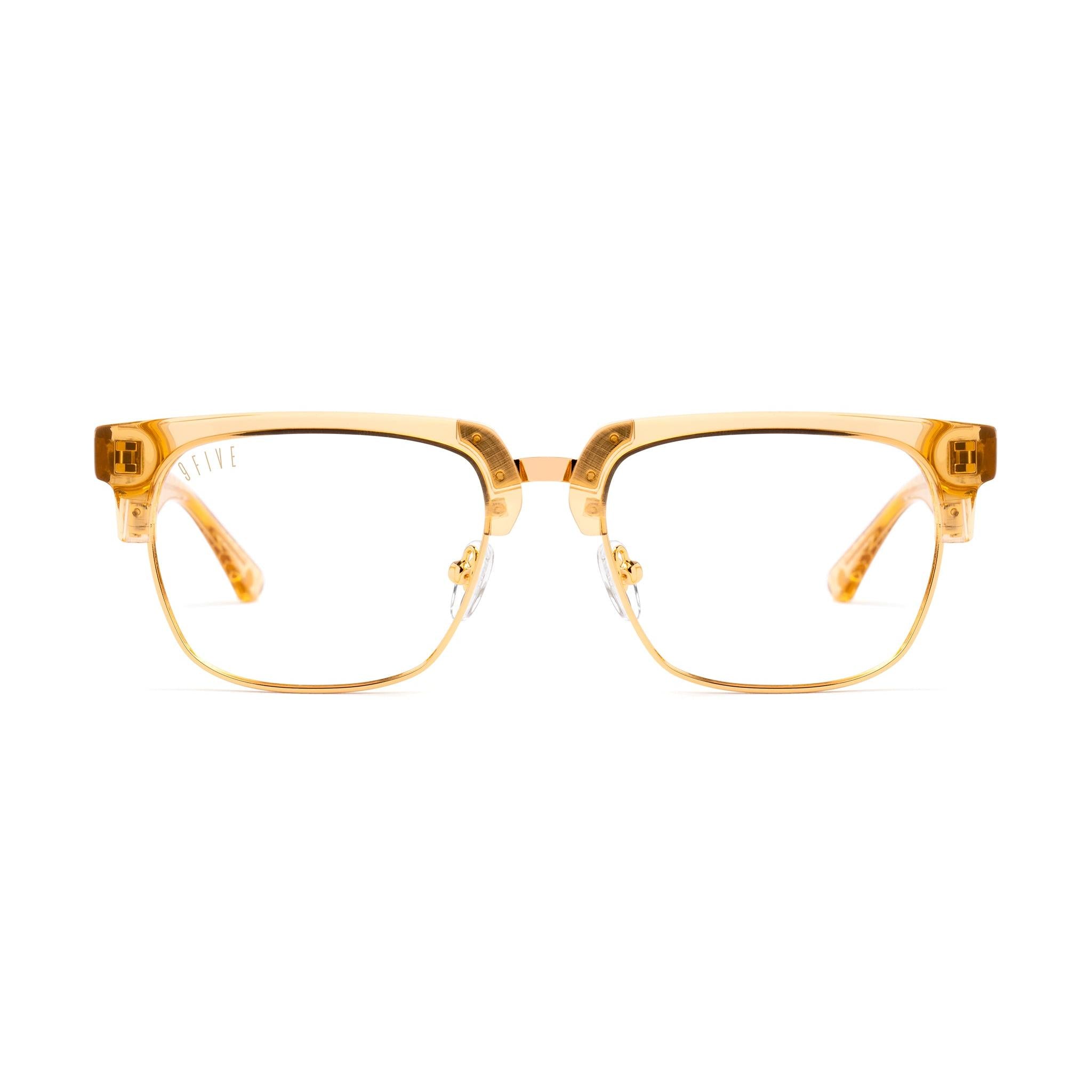 9FIVE Belmont Gold Snake Clear Lens Glasses