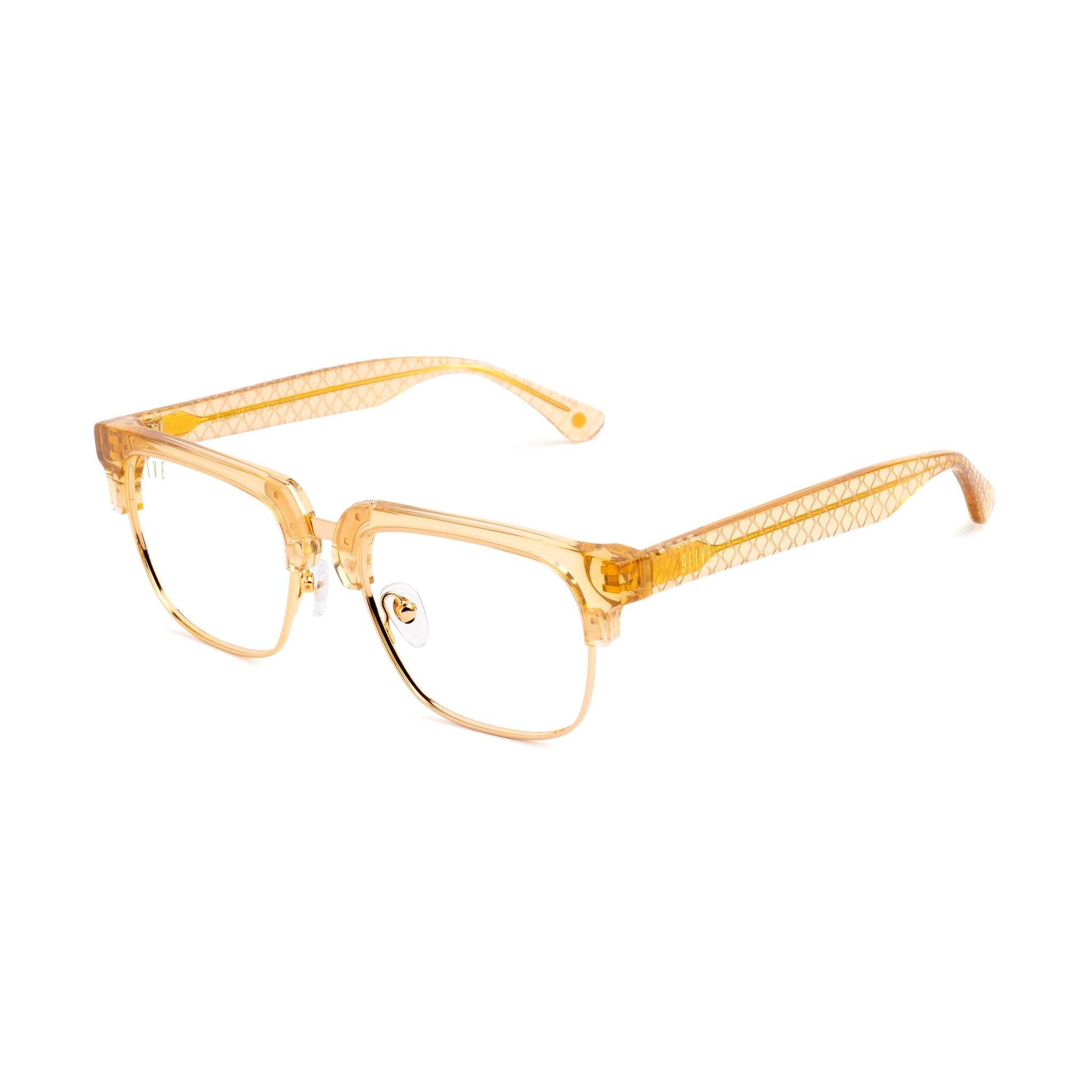 9FIVE Belmont Gold Snake Clear Lens Glasses