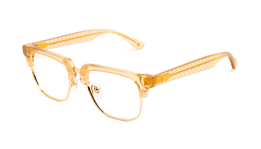 9FIVE Belmont Gold Snake Clear Lens Glasses Rx