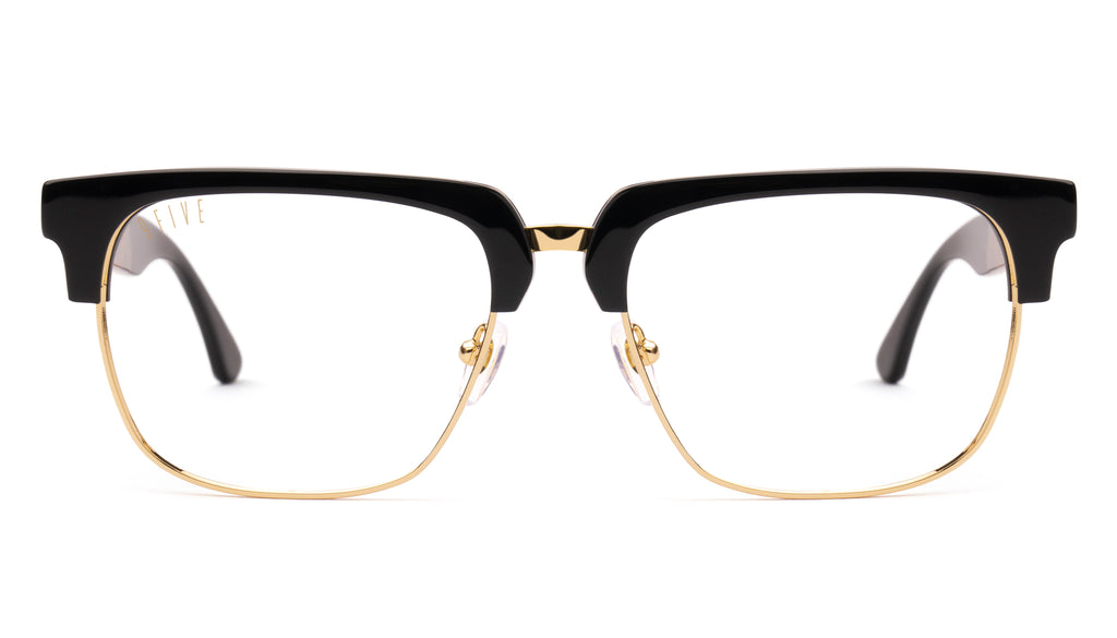 9FIVE Belmont Gold Marble & 24K Gold XL Clear Lens Glasses