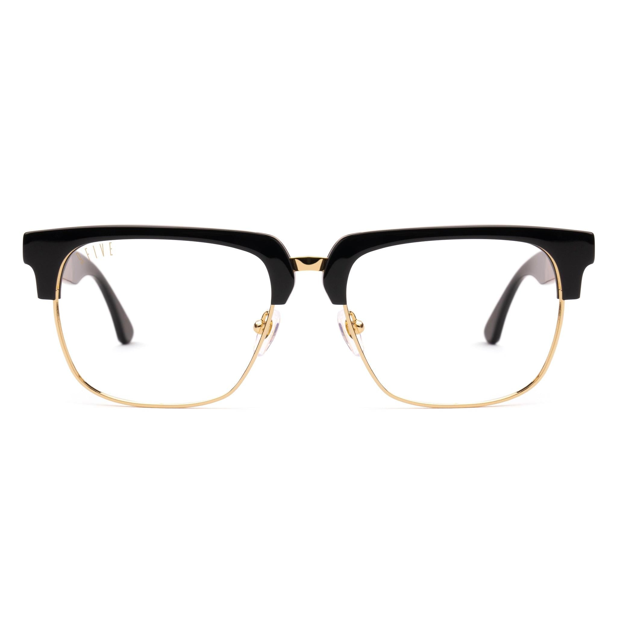 9FIVE Belmont Gold Marble & 24K Gold XL Clear Lens Glasses Rx