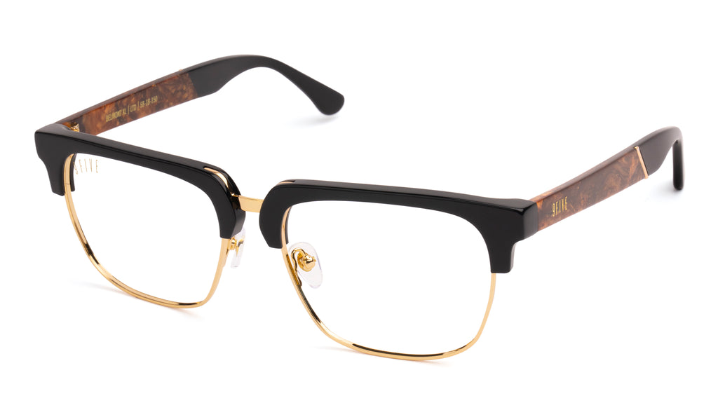 9FIVE Belmont Gold Marble & 24K Gold XL Clear Lens Glasses