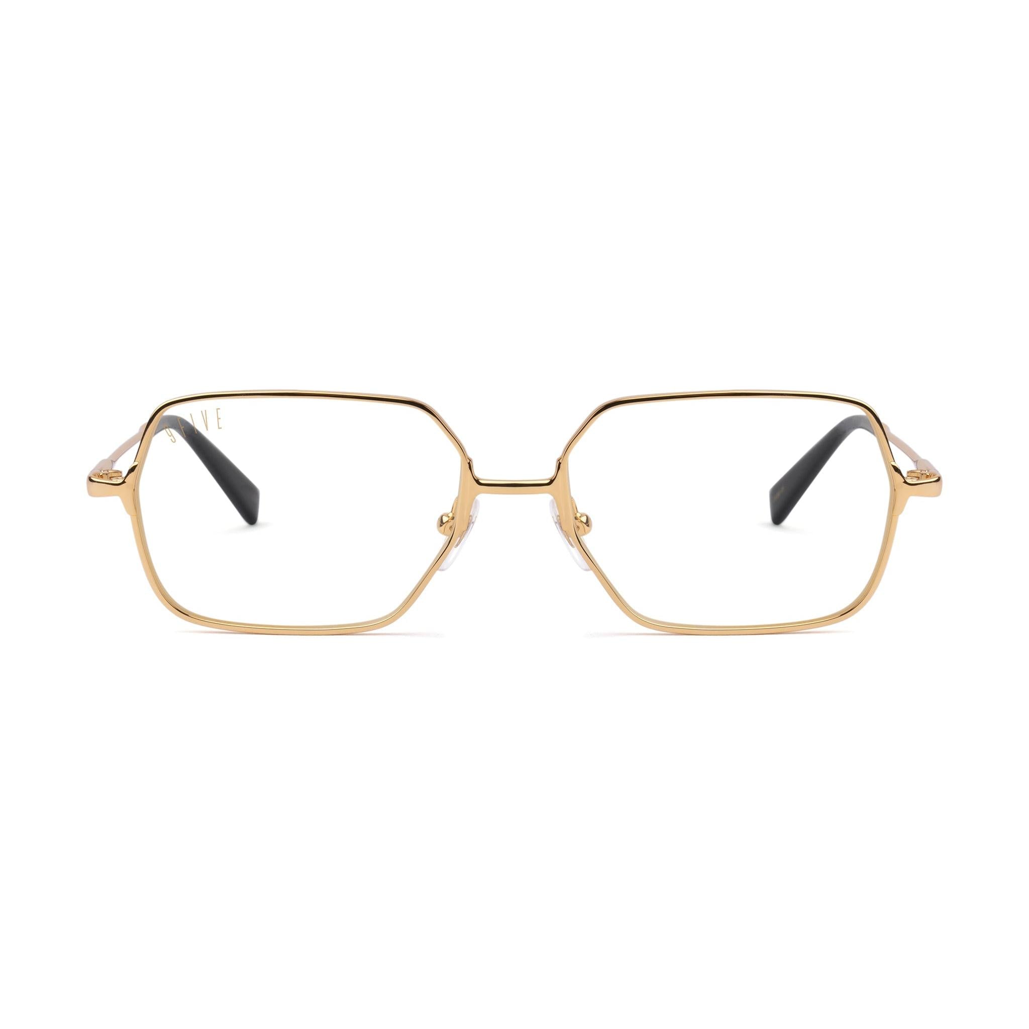 9FIVE Clarity Full Rim 24K Gold Clear Lens Glasses Rx