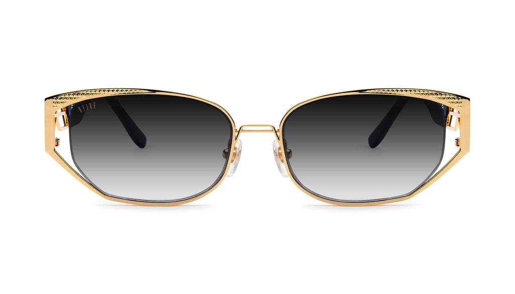 9FIVE Cross Black & 24K Gold - Gradient Sunglasses