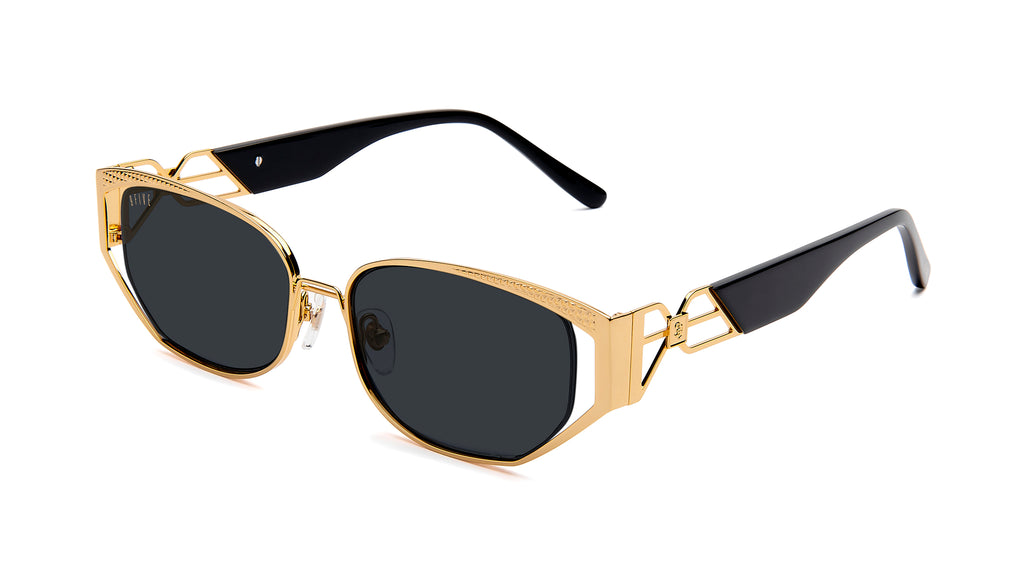 9FIVE Cross Black & 24K Gold Sunglasses