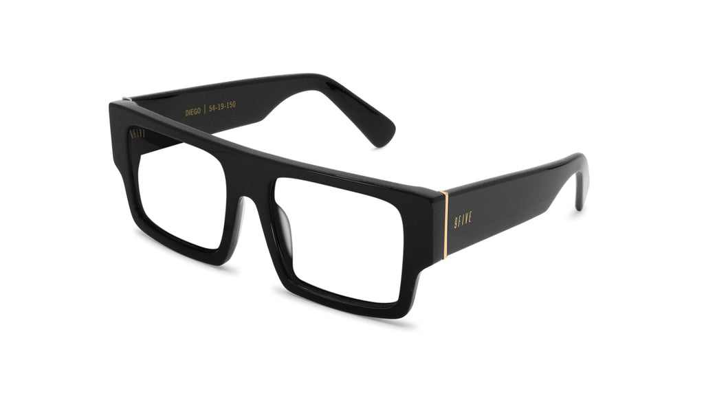 9FIVE Diego Black & 24K Gold Clear Lens Glasses Rx