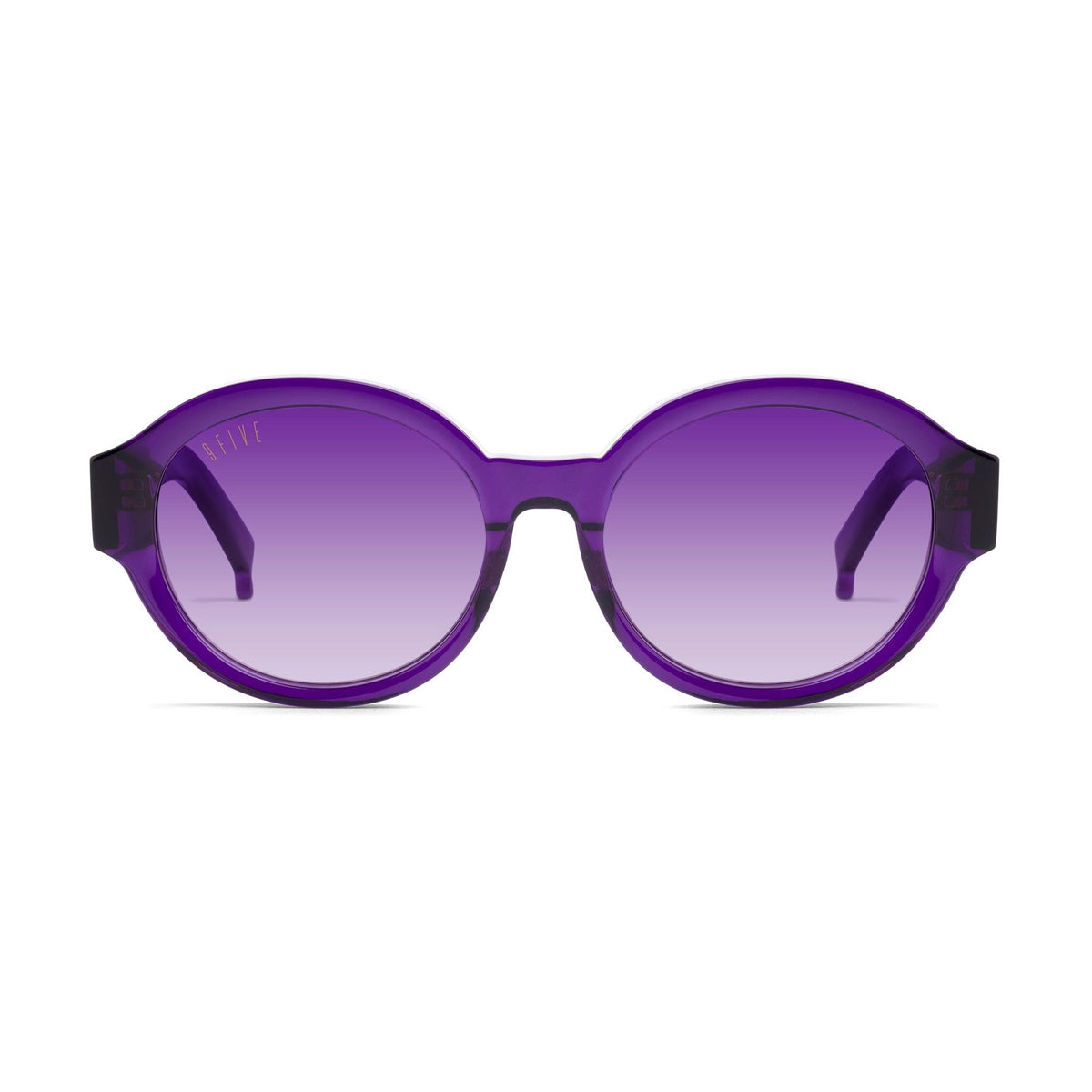 Purple Gradient Sunglasses Purple Gradient Tint Round Gold Frame Woodgrain Men main image 2