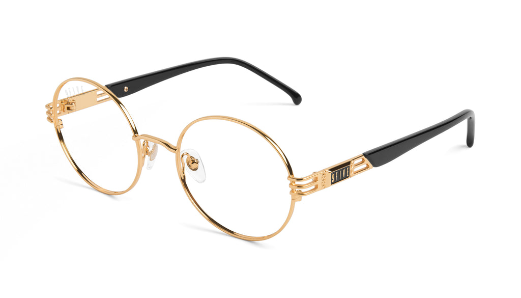9FIVE Iris Black & 24K Gold Clear Lens Glasses Rx
