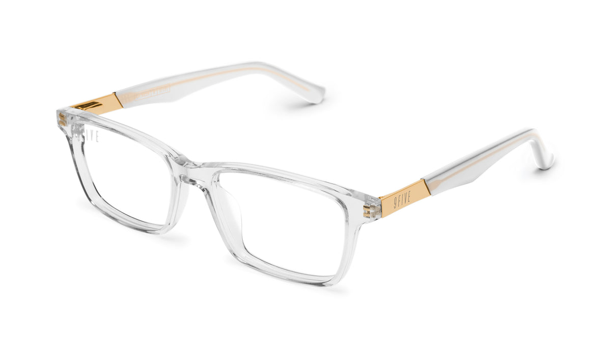 9FIVE La Jolla Crystal & 24K Gold Clear Lens Glasses Rx 9FIVE Eyewear