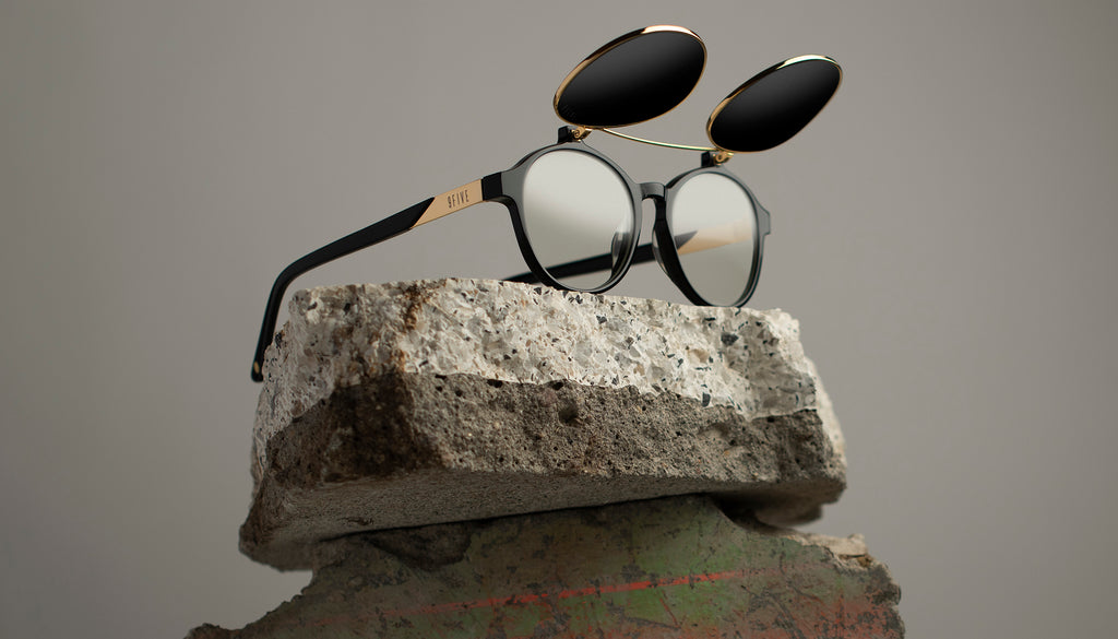 9FIVE Lane Black & 24K Gold Flip-up Sunglasses Rx