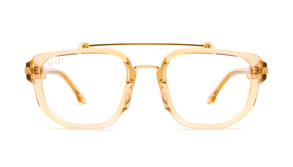 9FIVE Lawrence Gold Snake Clear Lens Glasses