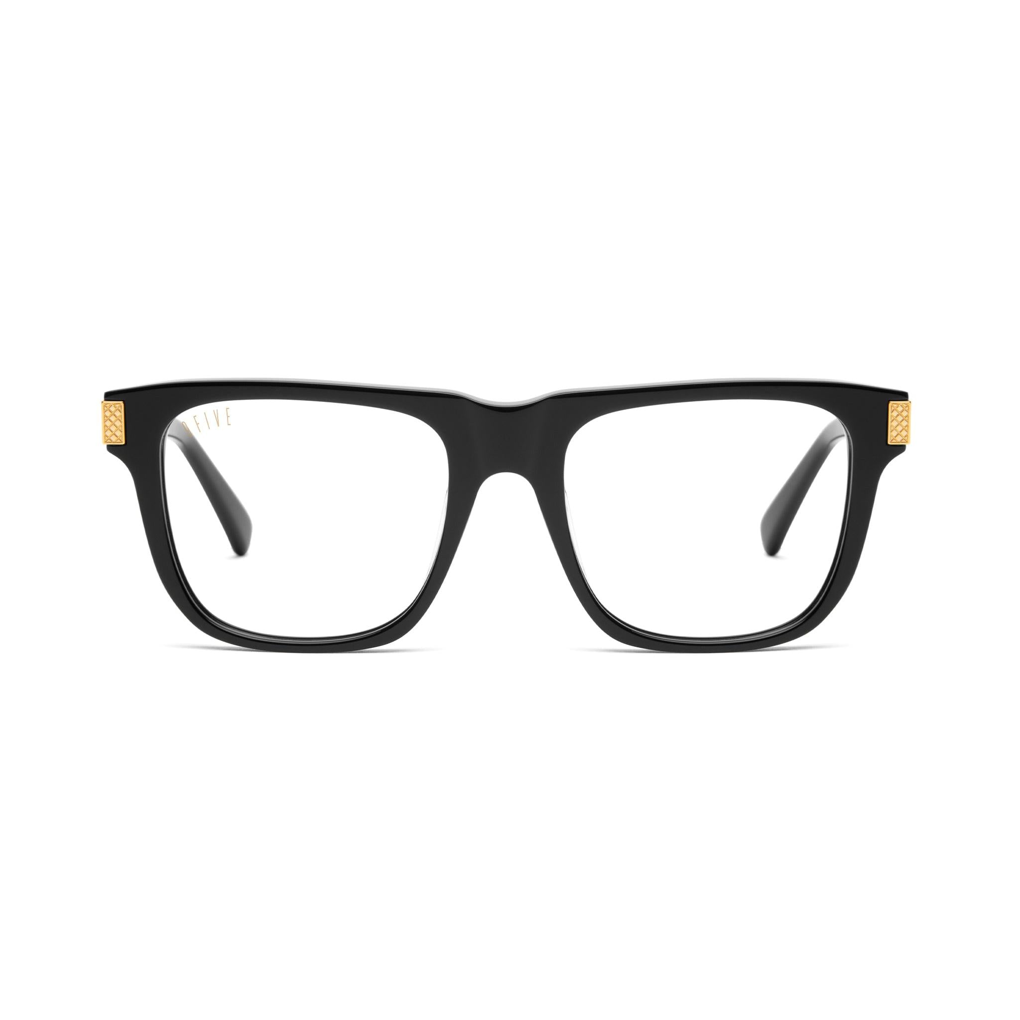 9FIVE Ocean Black & 24K Gold Clear Lens Glasses Rx