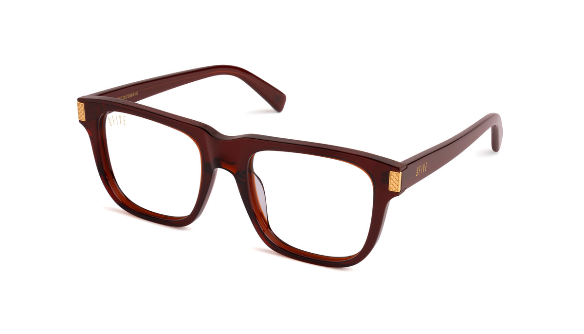 9FIVE Ocean Cognac & 24K Gold Clear Lens Glasses 9FIVE Eyewear
