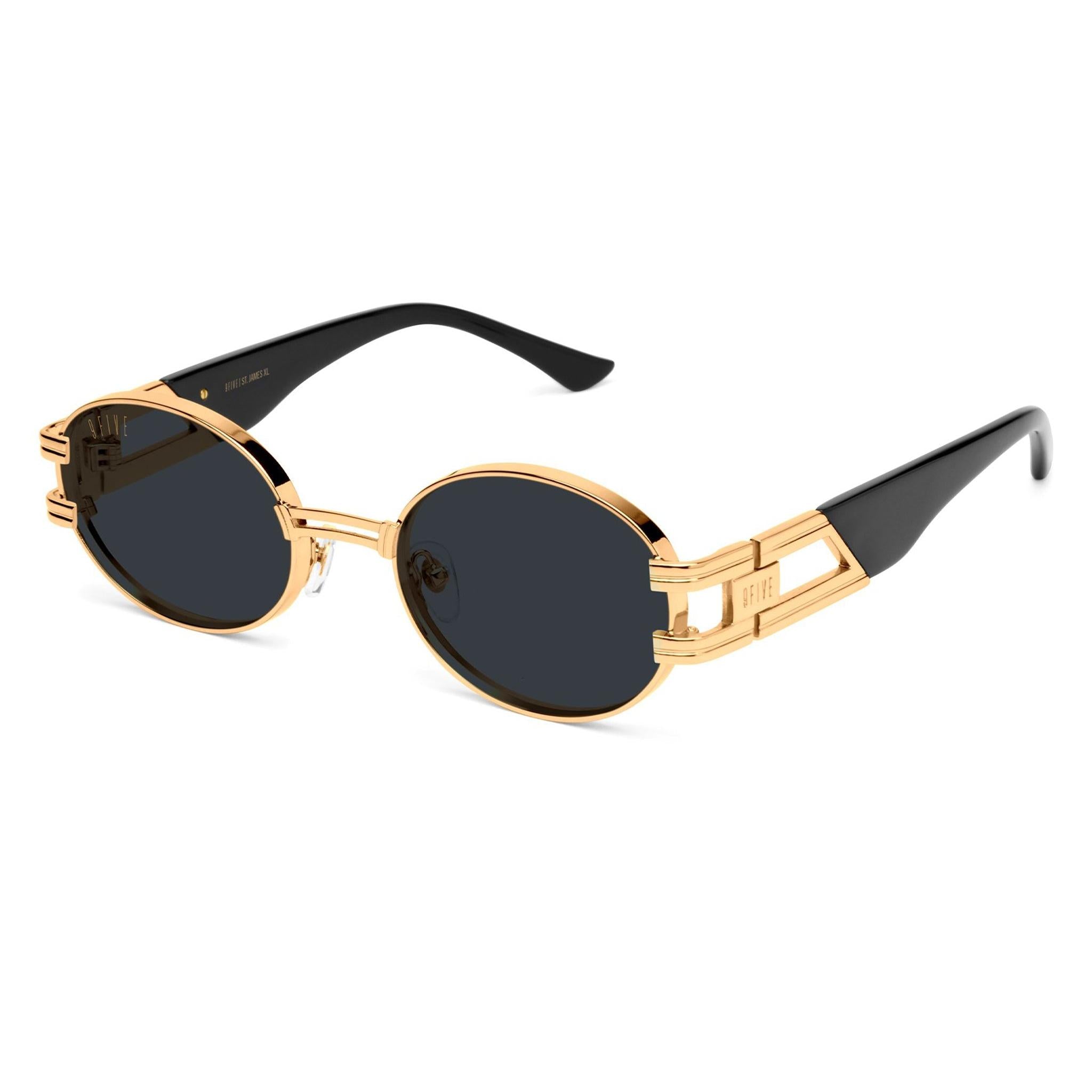 9FIVE St. James Black & 24k Gold XL Sunglasses