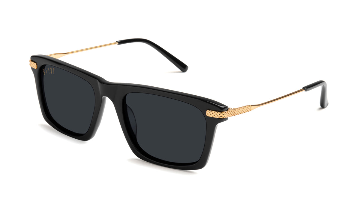 9FIVE Three Black & 24K Gold Sunglasses