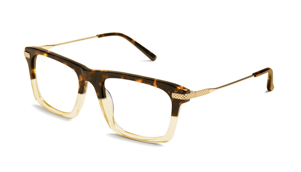 9FIVE Three Tortoise & Gold Split Clear Lens Glasses Rx