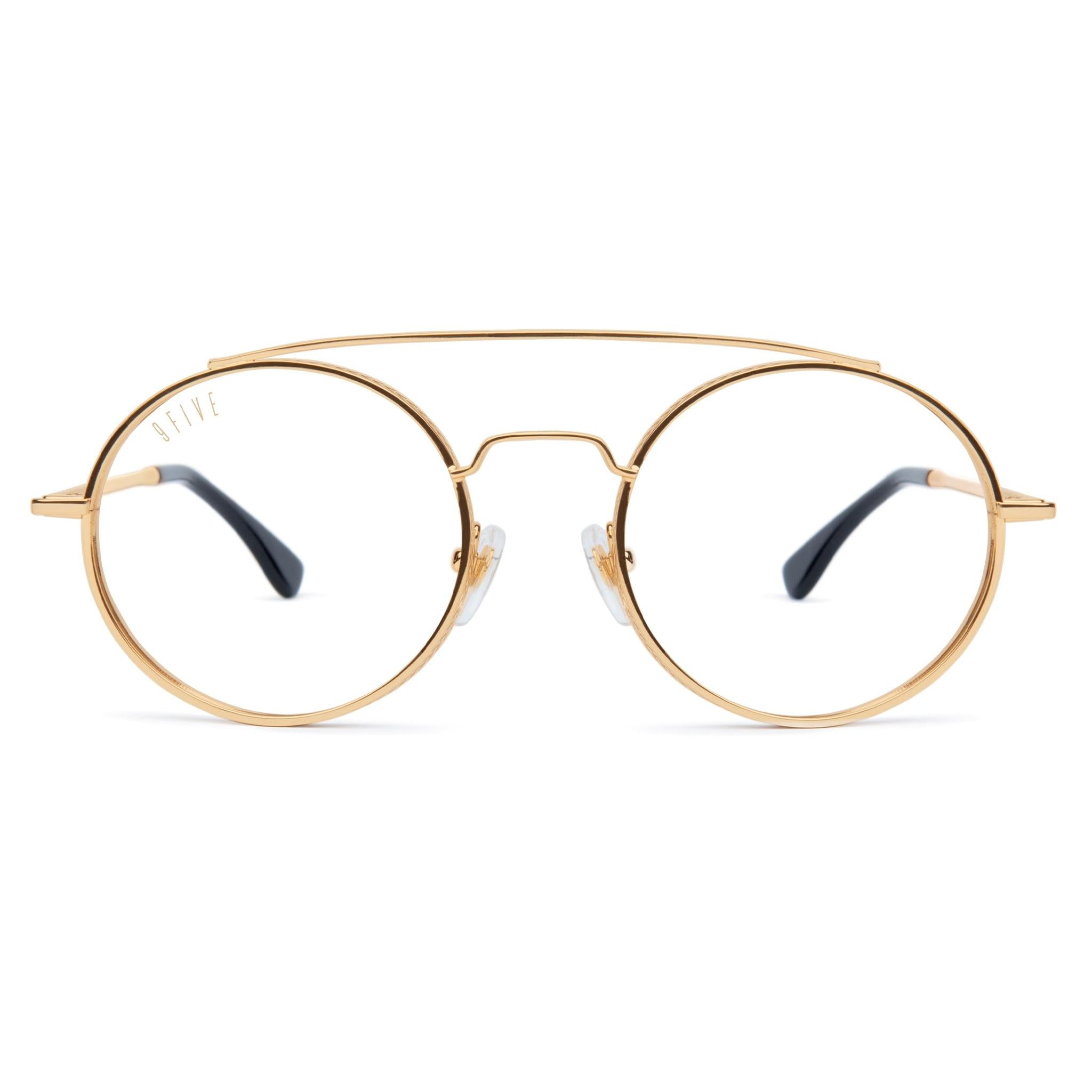 9FIVE 50-50 24K Gold XL Clear Lens Glasses