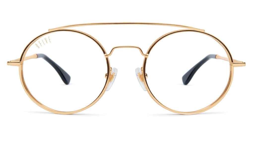 9FIVE 50-50 24K Gold XL Clear Lens Glasses