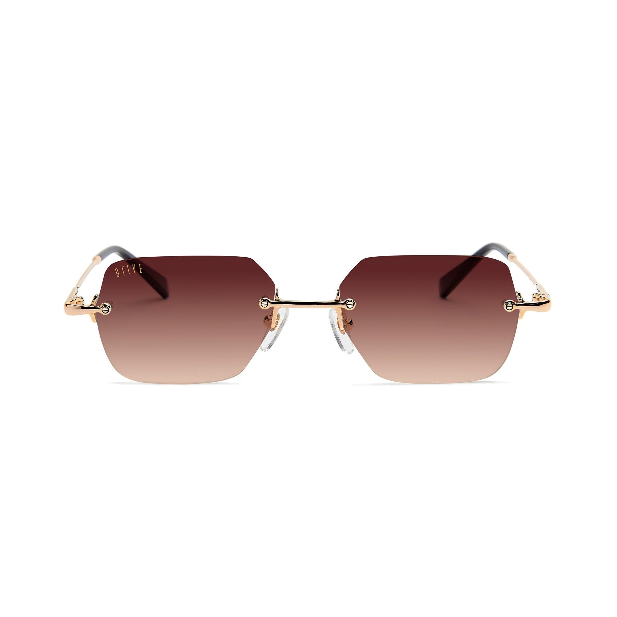 9FIVE Clarity Lite Rum Gradient & 24K Gold Sunglasses — front [g:rum-gradient s:all o:1]