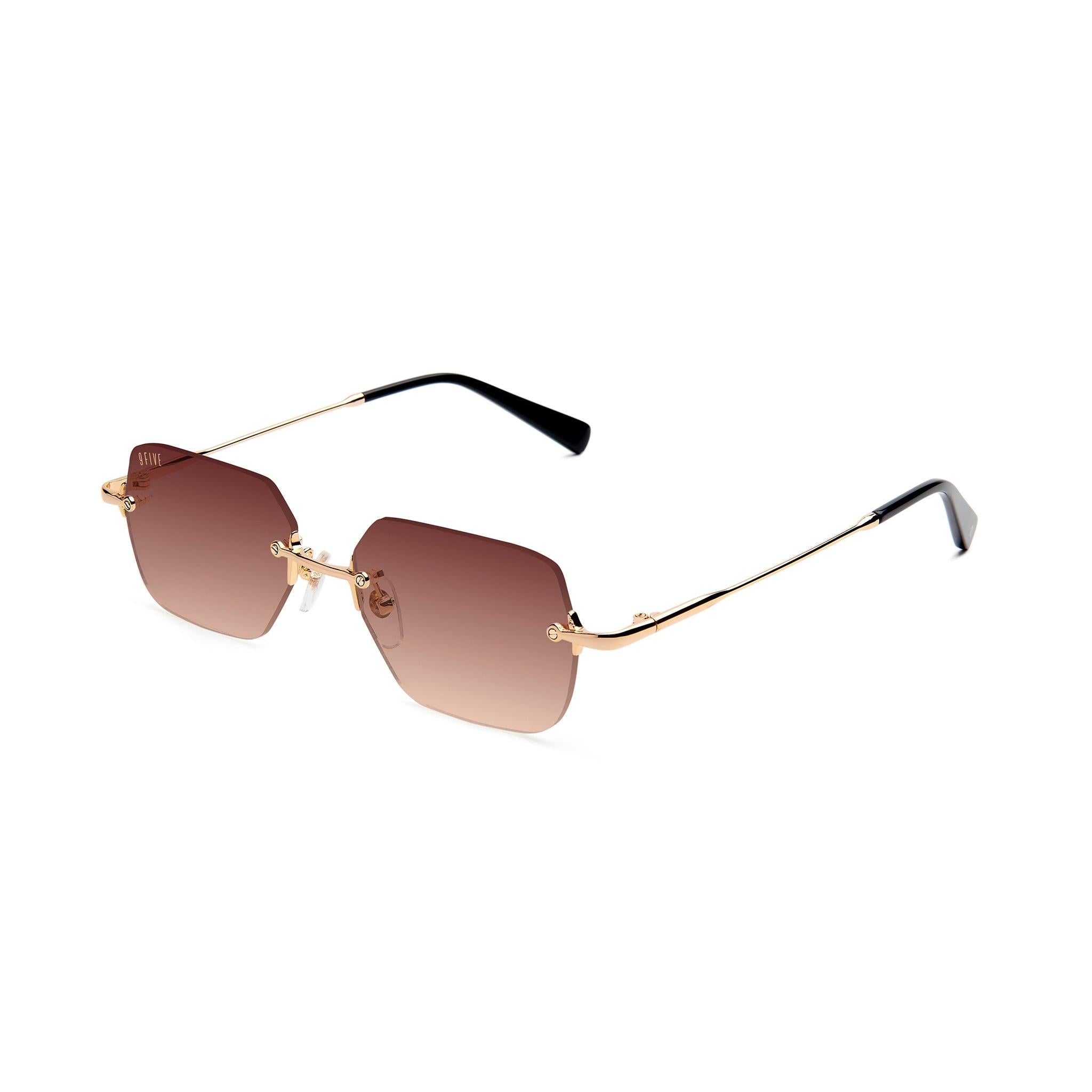 9FIVE Clarity Lite Rum Gradient & 24K Gold Sunglasses — side [g:rum-gradient s:all o:2]
