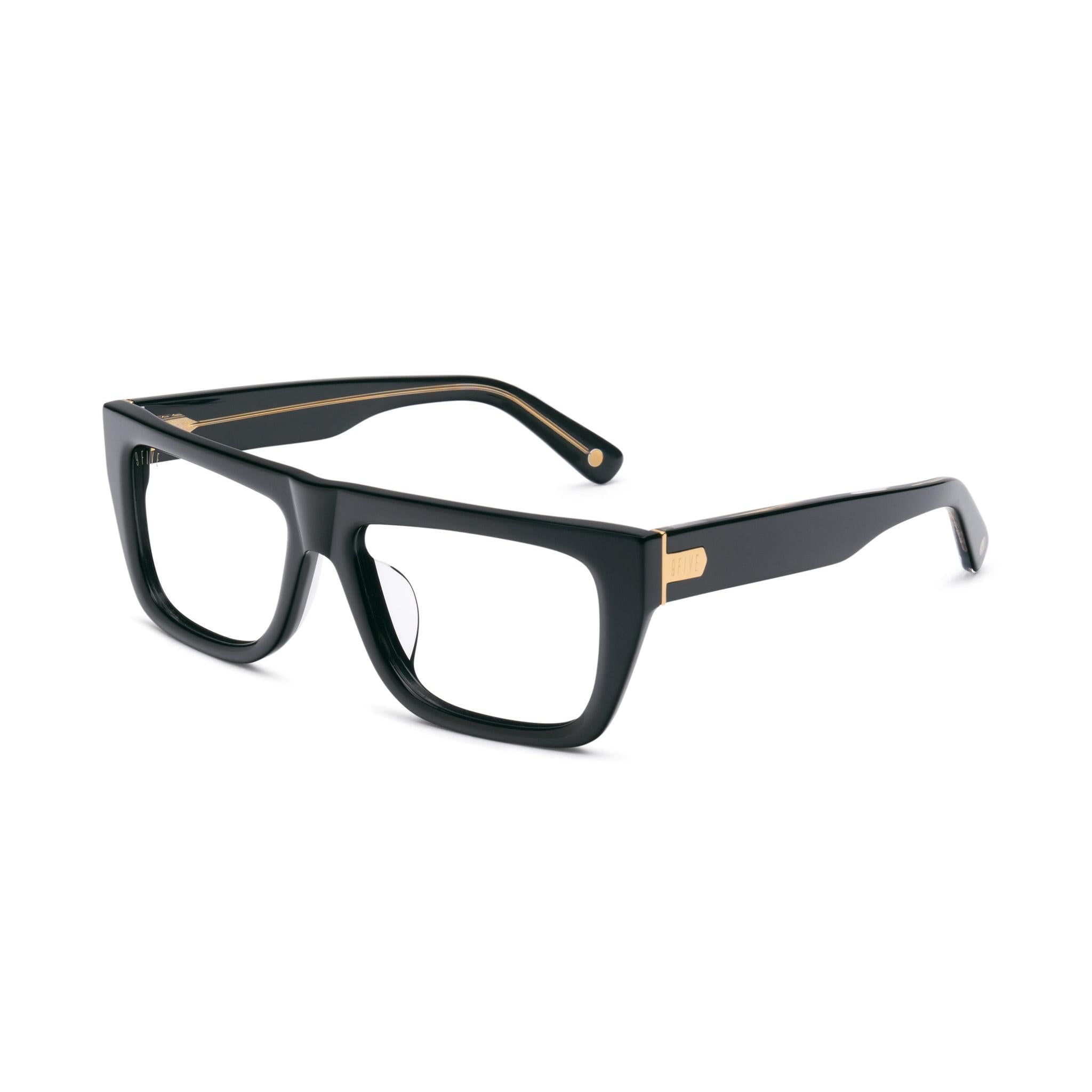 9FIVE Villa Black & 24K Gold Clear Lens Glasses Rx
