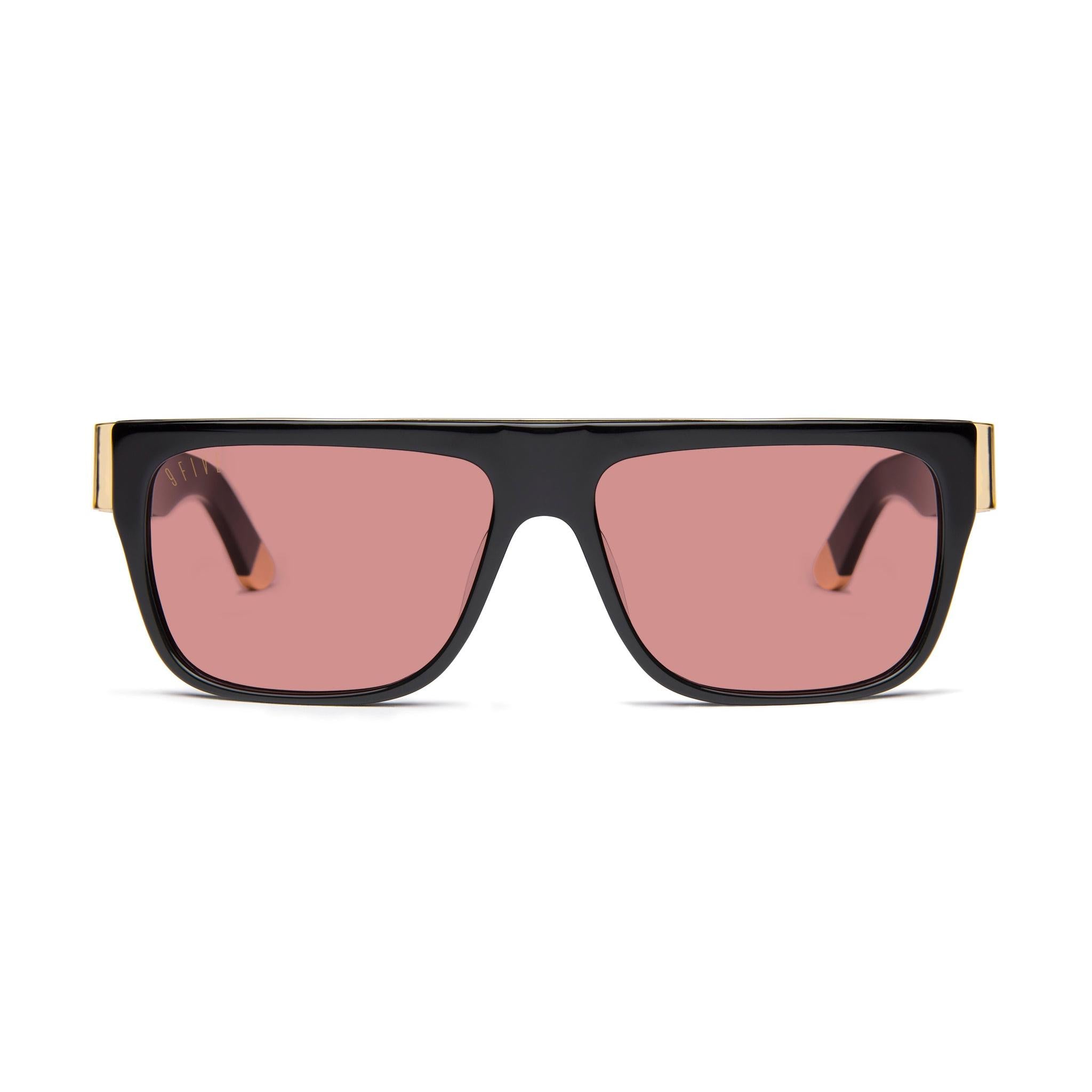 9FIVE 22 Loc Pink & 24K Gold Sunglasses — front [g:pink s:all o:1]