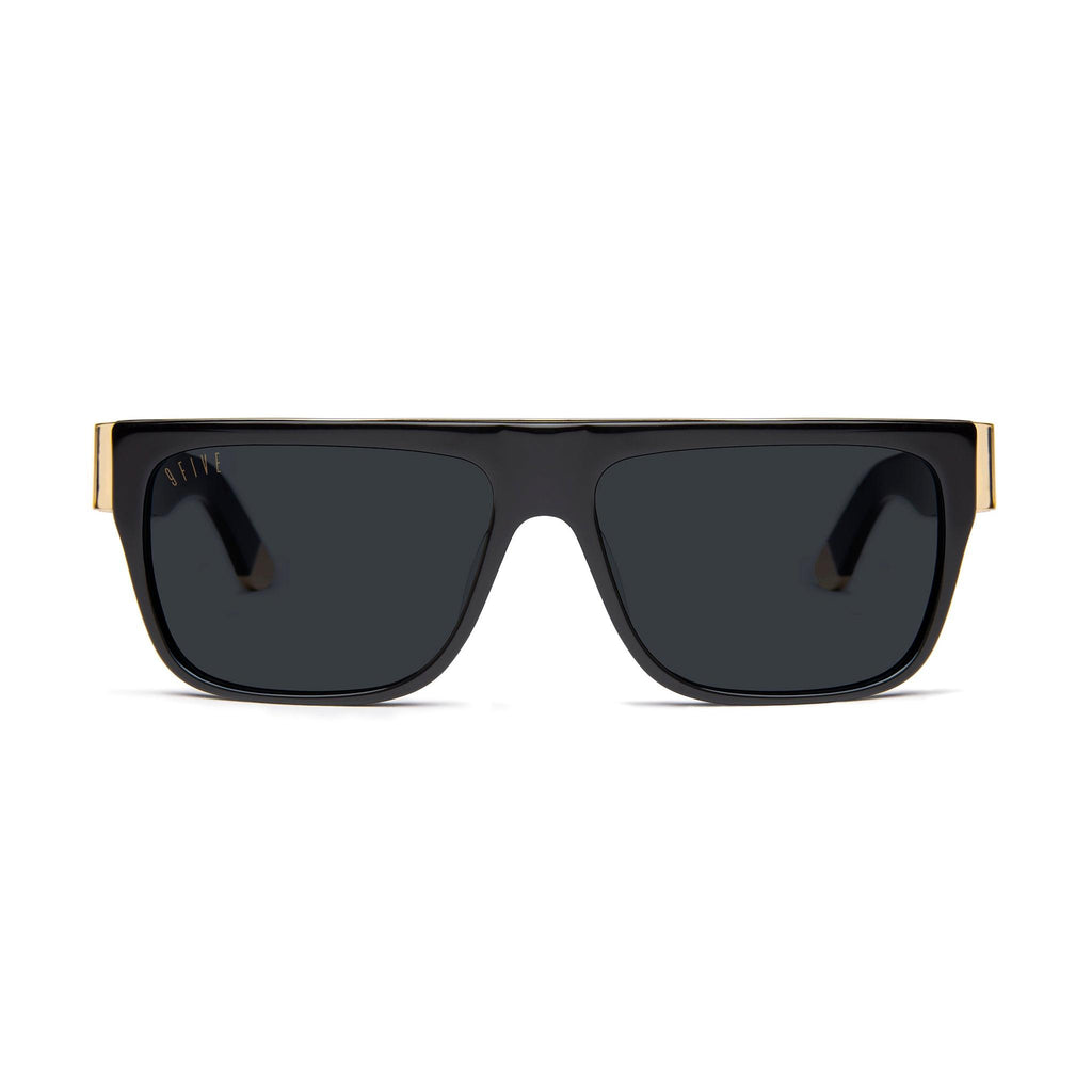 9FIVE 22 Loc Black & 24K Gold Sunglasses — Regular fit, front [g:black s:reg o:1]