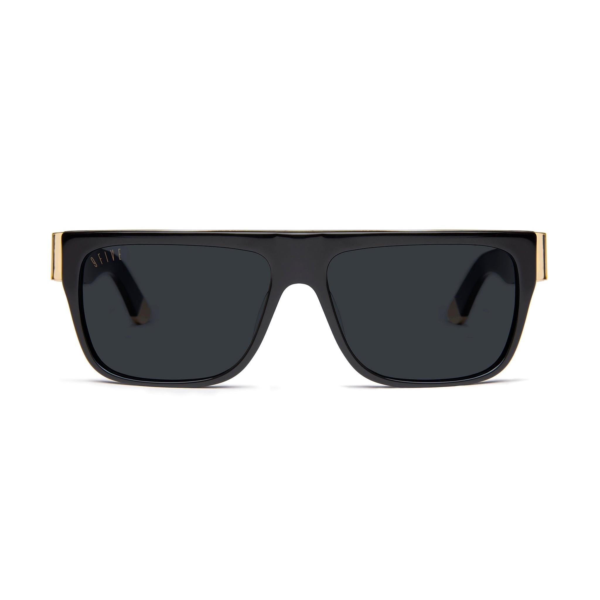 9FIVE 22 Loc Black & 24K Gold Sunglasses — Regular fit, front [g:black s:reg o:1]