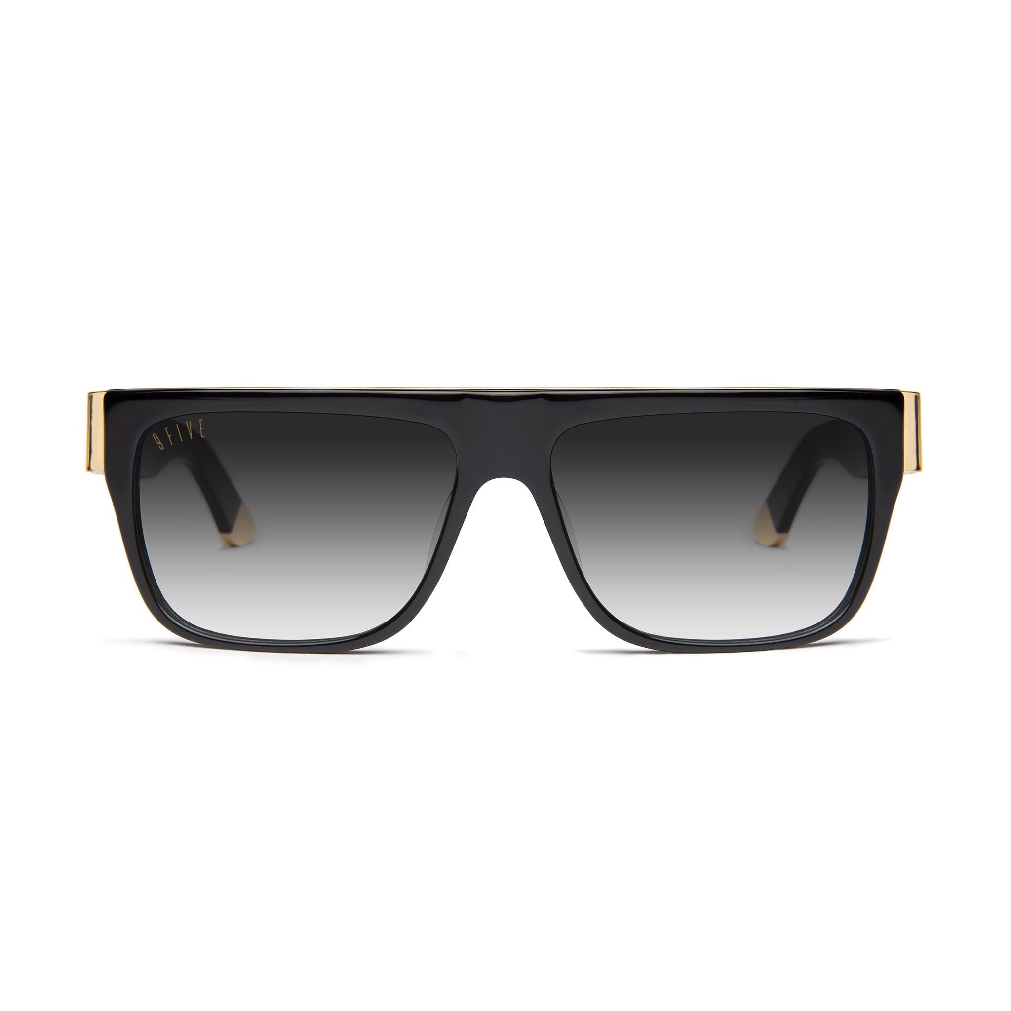9FIVE 22 Loc Black Gradient & 24K Gold Sunglasses — Regular fit, front [g:black-gradient s:reg o:1]