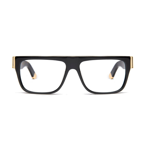 9FIVE 22 Loc Black & 24K Gold Clear Lens Glasses — front [g:clear-nonprescription s:reg o:1]