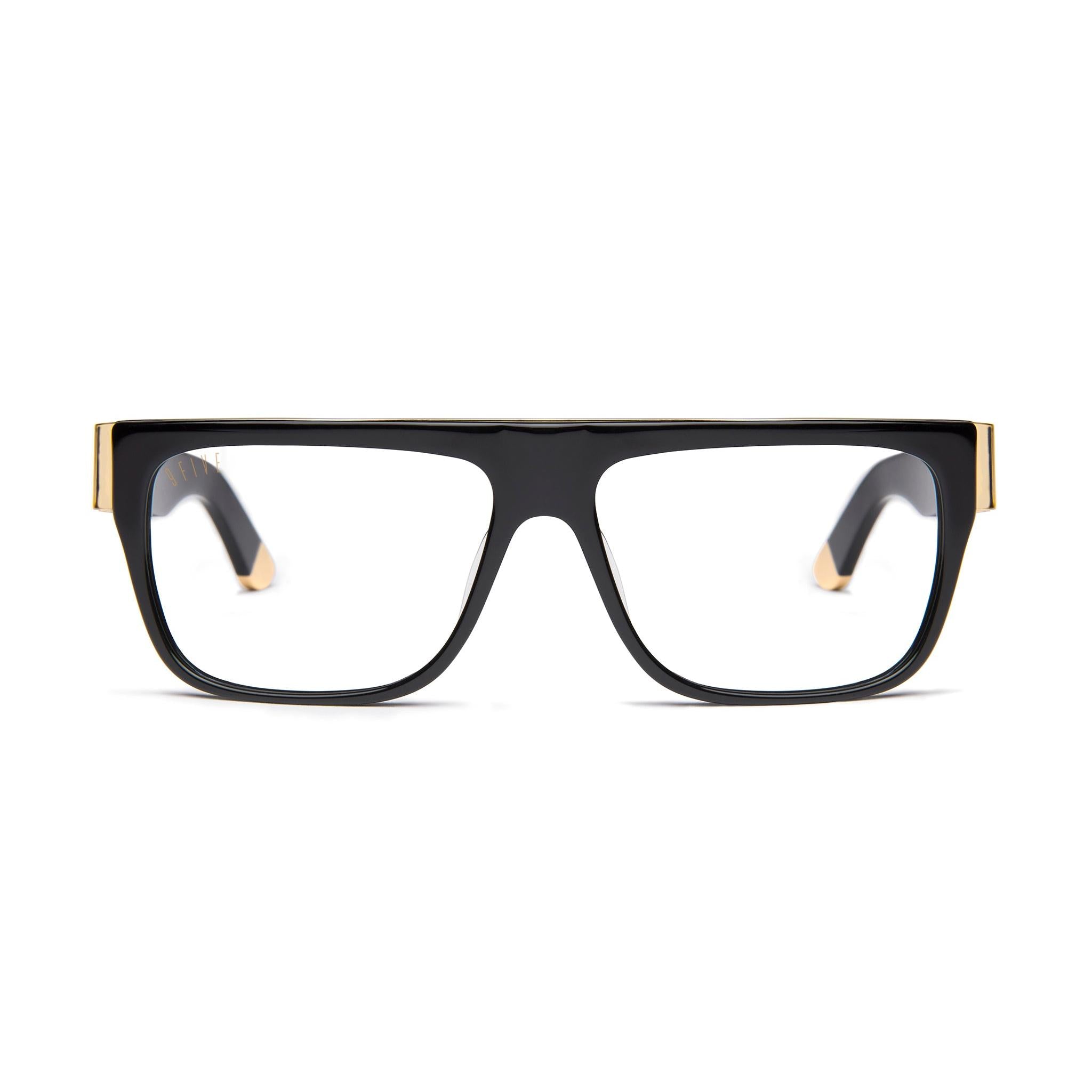 9FIVE 22 Black & 24K Gold Clear Lens Glasses Rx
