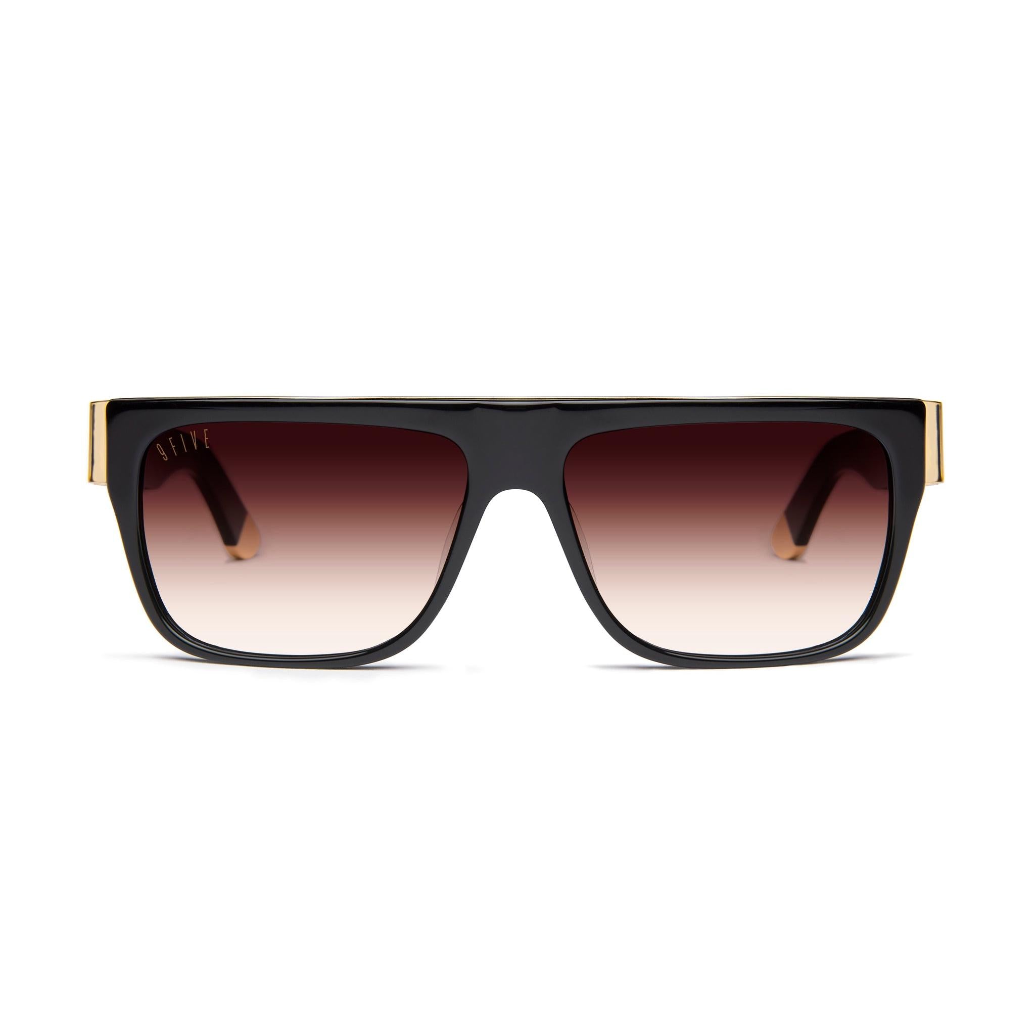 9FIVE 22 Loc Rum Gradient & 24K Gold Sunglasses — front [g:rum-gradient s:all o:1]